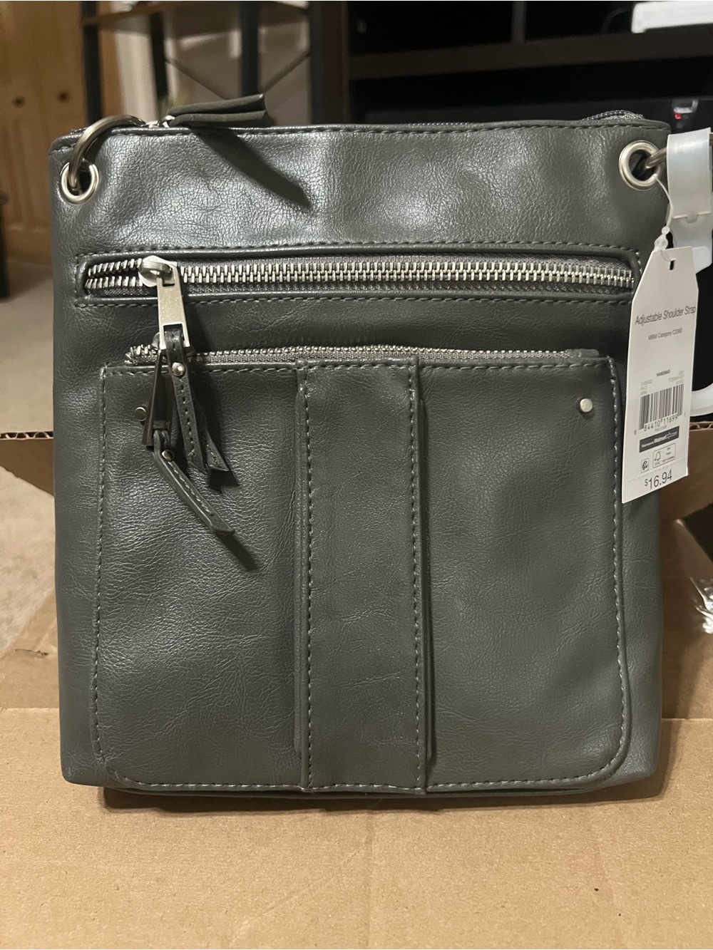 NWT Gray Crossbody Shoulder Bag - Adjustable Strap